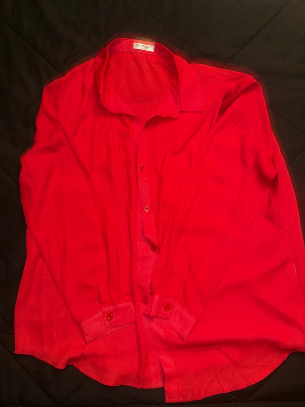 Bright Red Button-Down Women's Shirt by Hotouch